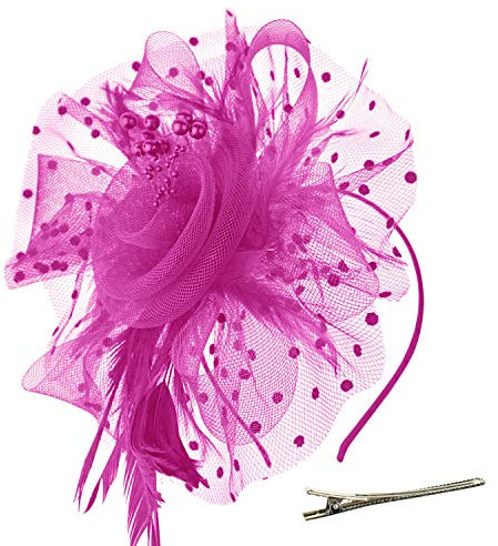 DRESHOW Fascinators Sombrero Tocados De Pinza Para El Pelo Cabeza De Mujer Novia Para Fiesta Boda Moderno Con Pluma Royal Ascot Para Niñas y Mujeres