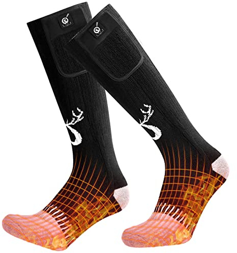 SNOW DEER Upgraded Rechargeable Electric Heated Socks,7.4V 2200mAh Battery Powered Cold Weather Heat Socks for Men Women,Outdoor Riding Camping Hiking Motorcycle Skiing Warm Winter Socks