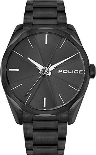 Police Unisex Erwachsene Analog Quarz Uhr mit Edelstahl Armband PL15712JSB.02M