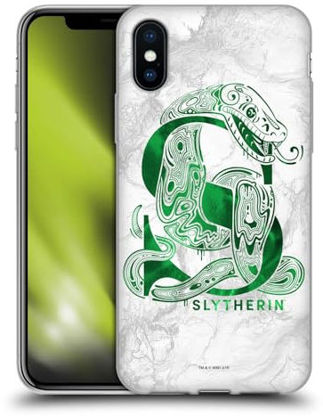Head Case Designs Offizielle Harry Potter Slytherin Aguamenti Deathly Hallows IX Gelhülle [Militärischer Schutzgrad] Kompatibel Mit Apple iPhone X/iPhone XS Und Kompatibel Mit MagSafe