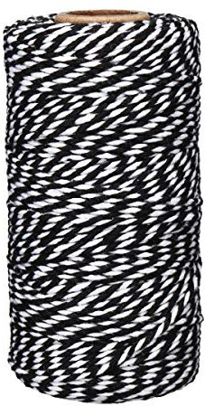 Binwat Corde en macramé bicolore en coton pour bricolage artisanal, ficelle rustique en coton pour suspendre les plantes les travaux manuels le tricot décoratif Coton 2 mm x100yd Noir+Blanc