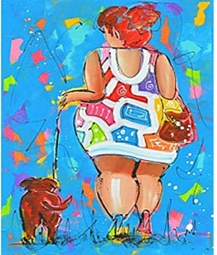 PPTRTYQ DIY Ölgemälde Malen nach Zahlen Erwachsene Kinder, Spielzeug malen Handgemalte Geschenke Zahlenmalerei ab 5 Öl Wandkunst (Abstrakte Frau und Hund, ohne Rahmen)