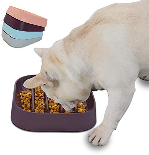 Hifrenchies Gamelle pour Chien à Alimentation Lente pour Bouledogue français - Gamelle Amusante pour Chien et Chat - Animaux sans étouffement Bol à Rayures Slow Food
