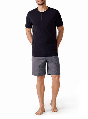 DAVID ARCHY Pigiama da Uomo 100% Cotone, Confortevole Pigiama Corto, Camicia da Notte a Due Pezzi da Uomo a Maniche Corte e Pantaloni con Tasche con Bottoni