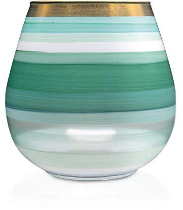 Angela Neue Wiener Werkstätte Windlicht Vesuvio Mint Vasen aus farbigem Glas, Grün, 15 cm, mittelgroß