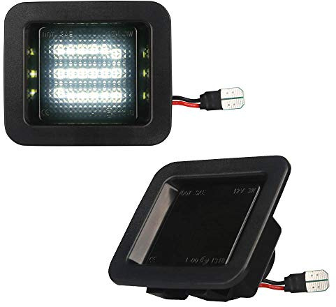 MbuyDIY LED License Plate Light Lamp Assembly Compatible with 2015-2020 F150 17-20 Raptor Smoke Lens 6000K White, Pack of 2