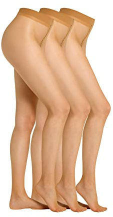 Camano Damen Strumpfhose 10 DEN seiden matter Look reißfest und langlebig mit Maschenstopp und Komfort Baumwollzwickel praktischer 3er Pack 3er Pack