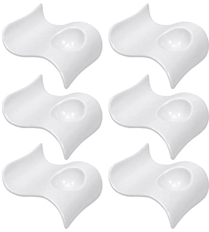 Cabilock 6 Pz Portauovo in Ceramica Vassoio Porta Uova Espositore per Uova da Banco Portauovo Sodo Contenitore per Uova Sode Piatto da Portata per Uova Piatti di Ostriche Mini Bianca