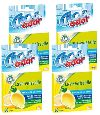 CROC ODOR - Désodorisant Lave Vaisselle Citron - ( Lot De 4 )