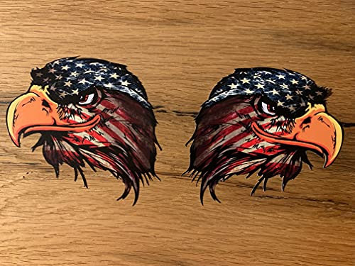 24/7stickers #900 / 2X Adler USA Aufkleber je 10x9cm Racing Biker Motorrad Sticker Tank Oldtimer Oldschool Vintage Custom Bike