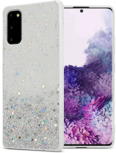 Cadorabo Hülle kompatibel mit Samsung Galaxy S20 Rundumschutz TPU Silikon Case Mädchen Glitzer Strass Design Slim Kratzfest Weiche Gummi Bling Schutzhülle für Samsung Galaxy S20 in Transparent