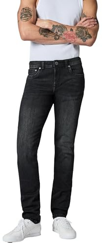 Peak Time Herren elastische Slim Fit Jeans Mid Waist 5-Pocket Flex Stretch Denim mit Bio-Baumwolle (GOTS zertifiziert) Mailand Dark Grey Gr. 33W/32L