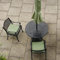 Lazy Susan 88 cm Runder Mia Gartentisch in Antik Bronze mit 2 Kate Stühlen mit grünen Sitzkissen | Nachhaltiges Sandguss-Aluminium | Wetterfest | Rostfrei | Wartungsarm | 3 Jahre Garantie
