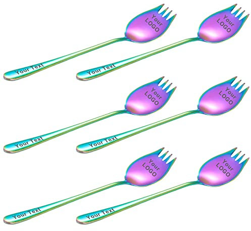 Muka 3 cucchiai da insalata personalizzati in acciaio inox 18/8 forchetta da viaggio - arcobaleno