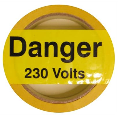 iSigns Warning Tape (Danger 230 Volts), 1 Roll, Self-Adhesive Warning High Voltage Tape, Laminated, 48mm x 33m