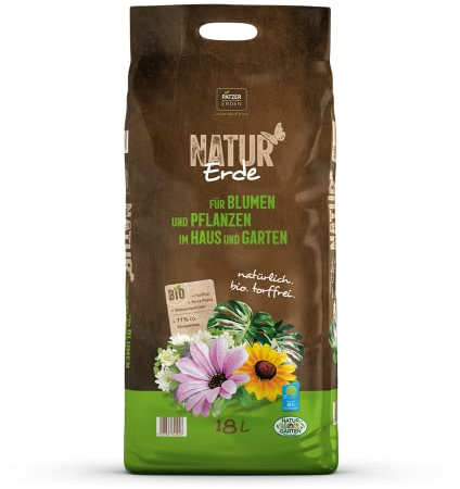 NATUR Erde für Blumen und Pflanzen im Haus und im Garten, 18l, Blumenerde, Pflanzenerde, Pflanzerde