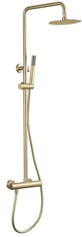 Columna De Ducha monomando redonda 78-125 cm acabado oro cepillado fabricado en latón