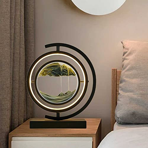 LZH FILTER Lampe de Paysage de Sable en Haute Mer À LED, Lampe de Table de Sable Fluide, Peinture de Sable Coulant de Sablier 3D, Art du Sable pour Cadeau Enfant Adulte