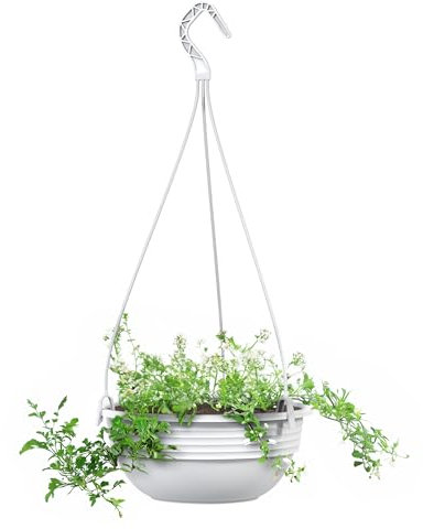 Plastard Blumenampel 25 cm Durchmesser Pflanzschale Farbe Weiß Kunststoff Blumenschale für Innen und Außen Deko Schale zum hängen witterungs- und frostbeständig