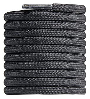 CCSOFTIME Round Black Boot Laces,90cm Short Heavy Duty Boot ShoeLaces for Work Shoes Hiking Walking Boots and Trainers,4mm Replacement Thick Shoelaces for Womens Mens Kids(1-Pair-Black-90cm)
