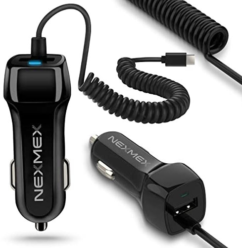 NEXMEX USB Ladegerät Auto Ladekabel für Handys Smartphone kompatibel mit Apple iPhone 15 Samsung Galaxy S24 Typ C Anschluss 3,1A 15W