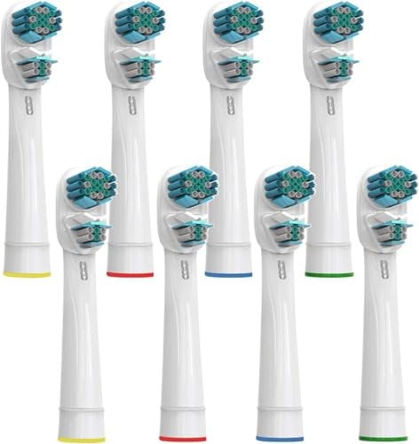 KongKay Lot de 8 têtes de brosse à dents de rechange pour Oralb Dual Clean, générique à double tête compatible avec brosse à dents électrique Oralb Braun