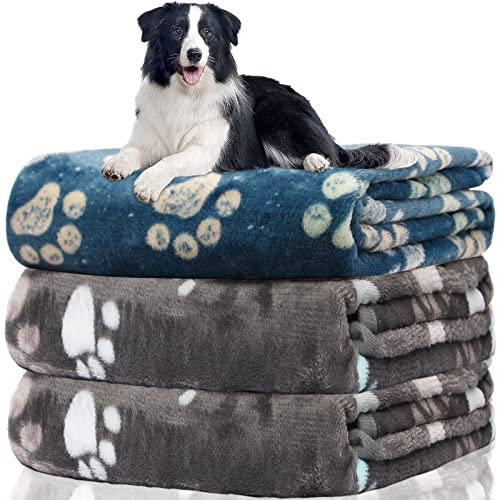 Hundedecke, waschbar fleecedecke, katzendecke, 3 Pack Weiche Warme Haustier Decken für Kleine Mittlere Hunde Katzen, Mit niedlichem Knochen-Druck, Haustierdecke Schlafmatte für Sofa Bett,106 * 76CM