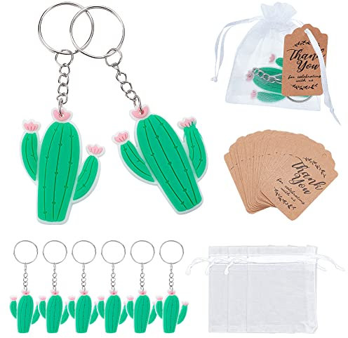 WEBEEDY 40 Stück Kaktus Keychain Böhmische Schlüsselanhänger Kaktusanlage Anhänger Geschenk Schmuck für Frauen Mädchen Junge Kleine Geschenk Party Favors Für Dekoration