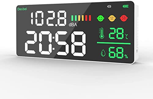 Sound Level Monitor, Dezibel Messgerät Wandmontierter, Kethvoz Schallpegelmessgerät Digital uhr Monitor Schallpegel db Messen Luftfeuchtigkeit Temperatur, Schallmessgerät für Klassenzimmer Krankenhaus