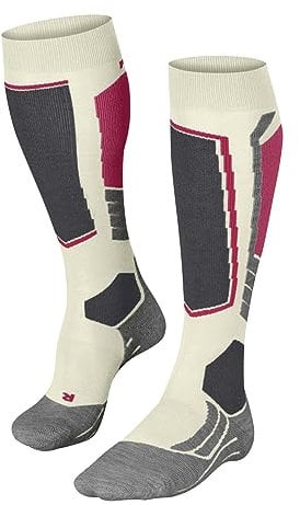 FALKE Damen Skisocken SK2 Intermediate W KH Wolle Funktionsmaterial warm dick 1 Paar, Weiß (Off-White 2041), 41-42