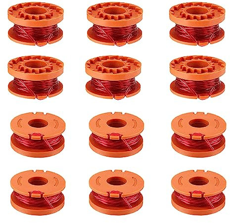 Viilich 12 bobine per tagliaerba compatibili con Worx Tutti 20 V, bobina di ricambio con Worx WA0010 WA0004 WA0004.1, bobina di filo di ricambio per tagliaerba WG163, WG165, WG175, WG180 (12 bobine)