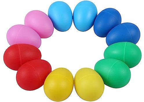 HUIOP 12 Piezas Egg Shakers Instrumentos Musicales Huevo de Percusión para Niños Juguetes Plastic Easter Egg Shaker para Aprender Pintura DIY, Música en el Aula, Ritmo, 6 Colores,12 piezas de cocteler