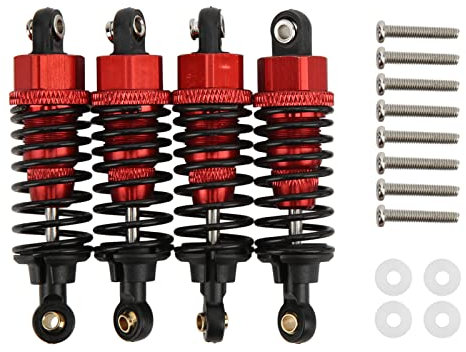 Yosoo Health Gear 4-teiliges RC-Stoßdämpfer-Set, Öl-RC-Dämpfer-Set, Verstellbares Stoßdämpfer-Dämpfer-Set aus Aluminiumlegierung für TT-01 TT-02 TA05 TL-01 TA03 MF-01X (Rot)