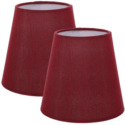 USHOBE 2 Pièces Petit Abat-Jour à Pince en Tissu Et Lin Abat-Jour en Baril pour Lustres de Table Remplacement de Lampadaire Mural (Vin rouge)
