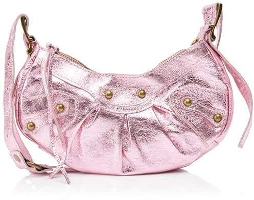 IZIA Women's Schultertasche aus Metallic-Leder, Rosa