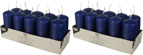 10 Stumpenkerzen Ø 40 mm · 90 mm dunkelblau (Packung mit 2)