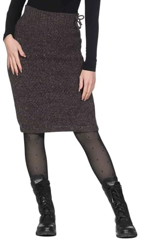 Langer Strickrock Winter Woll Rock mit klassischem Waffel-Muster Wolle Boho