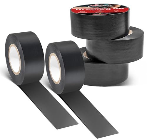 RED WOLF 5 Packs PVC Tape 25mm x 20m Acrylates Copolymer Viscosity Flexibility Electric Tape, Flame Retardant Waterproof 1000 Volt for Auto Engine Industrial Wrapping Wiring Harness