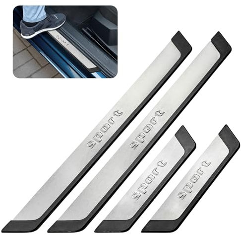 CHROMEMASTER - Compatible avec Skoda Karoq 2017+ | Accessoires, seuils de portière | Barres de protection en acier inoxydable et plastique | Protège les seuils de porte et la peinture de votre voiture