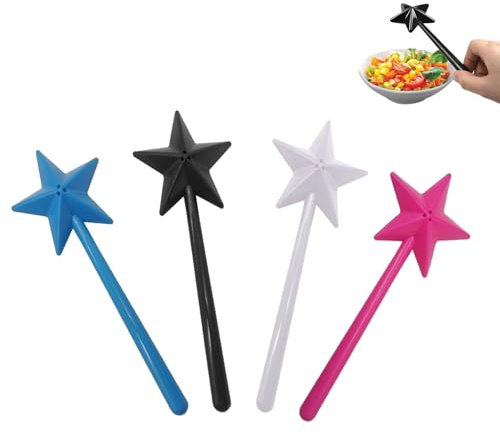 4 Pieces Magic Chopsticks for Salt and Pepper, Magic Wand for Salt Shaker, Star Salt Shaker, Spice Dispenser with Star Sticks, Suitable for Barbecues, Kitchens, Camping
