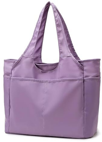 CCAIPU Tasche Damen Shopper große Wasserdicht Handtasche Schultertasche mit Reißverschluss Shopping Beuteltasche Tote Bag für Reisen Yoga Sport täglich (Lila)