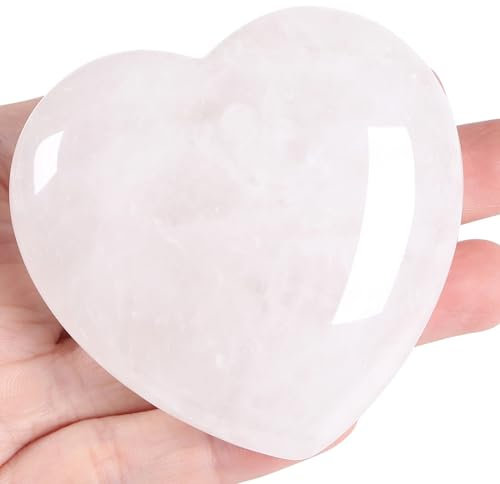 AWARDSEN 60 mm Bergkristall Groß Herz Kristalle Edelsteine Geschenke für frauen, Weiß Reiki Heilsteine Handschmeichler Stein für Valentinstag, Geburtstage, Jahrestag, Muttertag und Thanksgiving Tag
