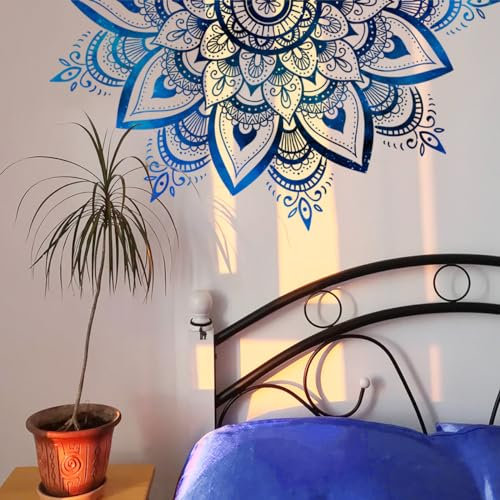 Runtoo Wandtattoo, halbes Mandala, Boho-Blume, Wandaufkleber für Wohnzimmer, Schlafzimmer, Kopfteil, Yoga, Heimdekoration