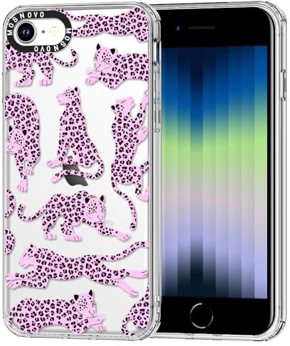 MOSNOVO Cover per iPhone SE/iPhone 8 / iPhone 7 - Custodia Trasparente Sottile Antiurto in TPU+PC per Telefono [Protezione Caduta da 6,6 Piedi/Anti-Peel] - Leopardo Rosa