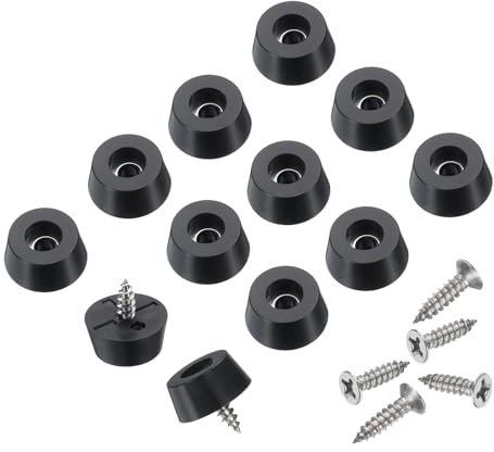 sourcing map 24pcs Rubber Feet Bumpers Buffer Non-Slip Rubber Feet Pad with 4mm Screws for Cutting Board, Cutting Board Feet, Cutting Board Rubber Feet (Black, 0.3H x 0.7D)