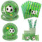 Aitsite Lot de 50 assiettes en carton pour 10 invités avec assiettes en papier, gobelets, serviettes en papier, décoration de football, vertes