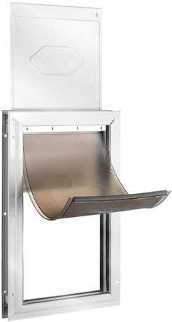 VEVOR Porta per Animali Domestici, Telaio in Alluminio 423 x 697 mm con Sistema di Serratura Sportello, Porta Resistente alle Intemperie per Animali Domestici per Gatti, Cagnolini, Bianco Taglia XL