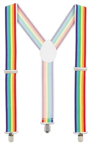 KarneLux Hosenträger für Damen und Herren Verstellbar - Accessoire für Karneval, Fasching, Halloween und Mottopartys (Regenbogen)
