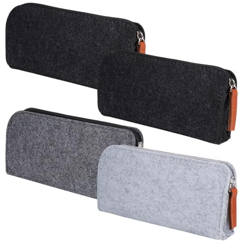 WhizNook 4 Stück Filz Mäppchen, Kosmetiktasche Filz mit Reißverschluss, Multifunktions Briefpapier Beutel, Filzmäppchen, Filztäschchen, für Stifte Bleistifte Büro Schulbedarf