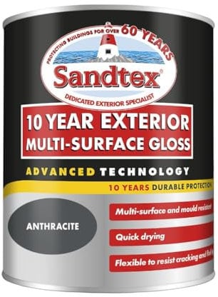 Sandtex 10 Year Exterior Multi Surface Gloss 750ml Anthracite